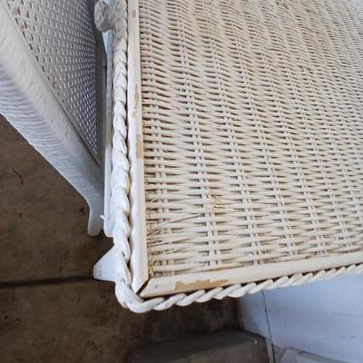 Henry Link White Wicker Vanity / Desk Set with Mirror and Chair