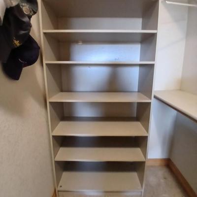 Six shelf tall closet organizer / deep shelf bookshelf