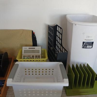 Office & Desk Organization Lot – Baskets, Binders, Clock, Supplies