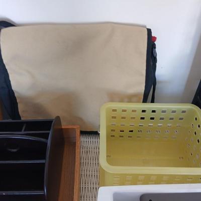 Office & Desk Organization Lot – Baskets, Binders, Clock, Supplies
