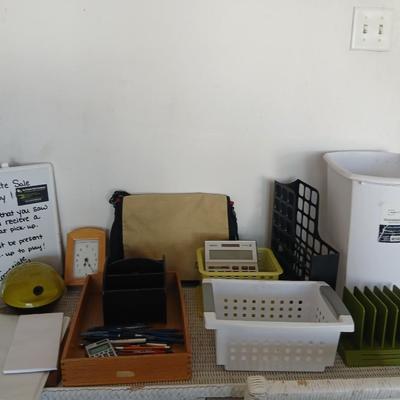Office & Desk Organization Lot – Baskets, Binders, Clock, Supplies