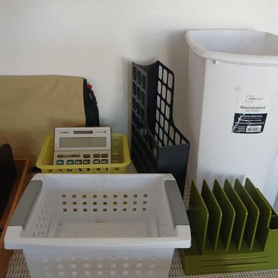 Office & Desk Organization Lot – Baskets, Binders, Clock, Supplies