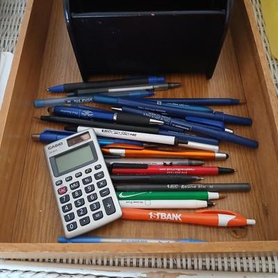 Office & Desk Organization Lot – Baskets, Binders, Clock, Supplies