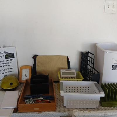 Office & Desk Organization Lot – Baskets, Binders, Clock, Supplies