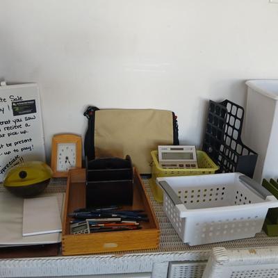 Office & Desk Organization Lot – Baskets, Binders, Clock, Supplies