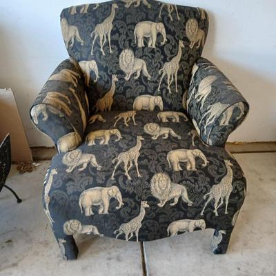 Safari-Inspired Upholstered Armchair with Pillow