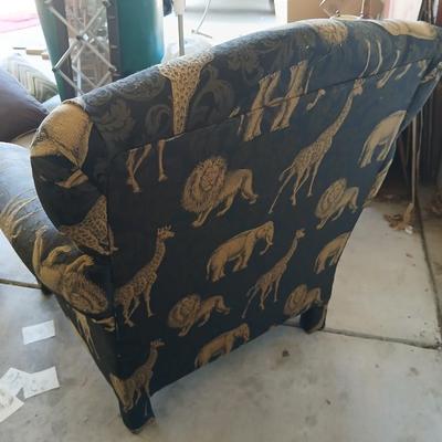 Safari-Inspired Upholstered Armchair with Pillow