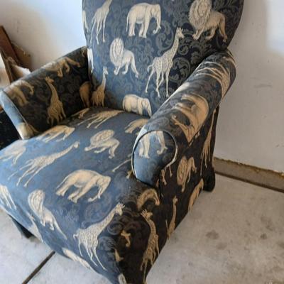 Safari-Inspired Upholstered Armchair with Pillow