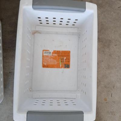 Large Lot of Storage Bins, Crates, and Organizers