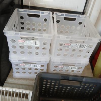 Large Lot of Storage Bins, Crates, and Organizers
