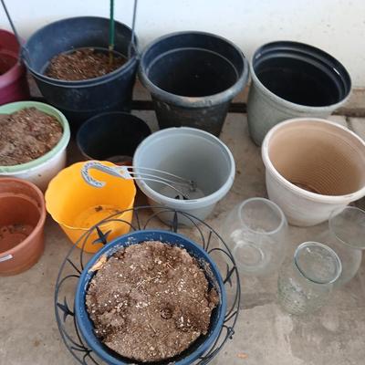 Assorted Garden Pots & Glass Planters Lot Great flowerpots!