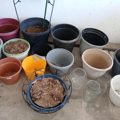 Assorted Garden Pots & Glass Planters Lot Great flowerpots!