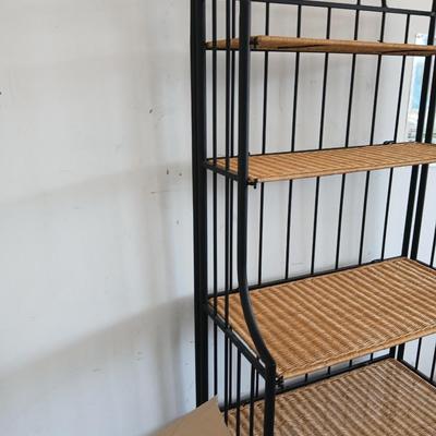 Black Metal & Wicker Baker’s Rack / Shelving Unit