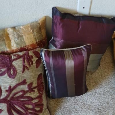 Decorative Throw Pillow Lot – Burgundy, Taupe & Plum Tones (Set of 6)