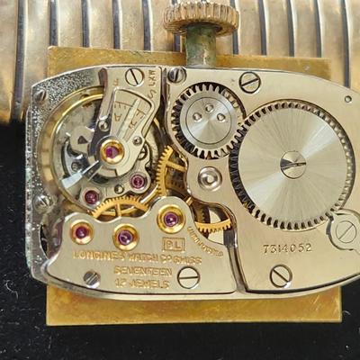 Sale Photo Thumbnail #244: Longines & Wittnauer Watch Co. Inc.  New York Geneva Montreal
K & L 14 K gold  case # 762857     Timepiece # 7314052
17 jewels    9 L    1947 manufacture
Mechanical manual set / wind.   It is working
It obviously has some wear and needs a good cleaning,  