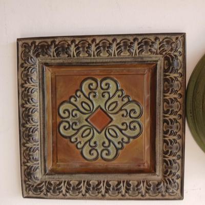 Decorative Wall Art Panel & AcuRite Wall Clock with Thermometer