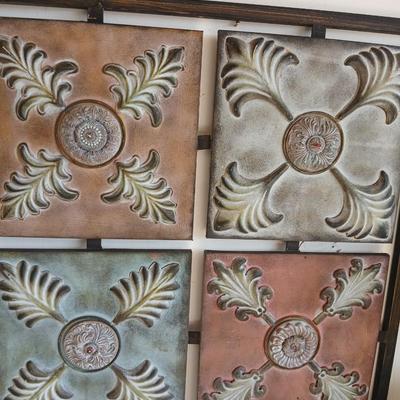 Decorative Wall Art Panel & AcuRite Wall Clock with Thermometer