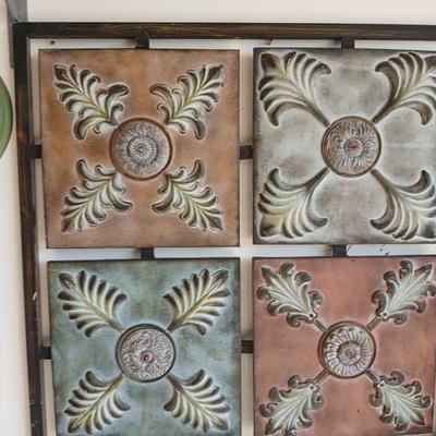 Decorative Wall Art Panel & AcuRite Wall Clock with Thermometer