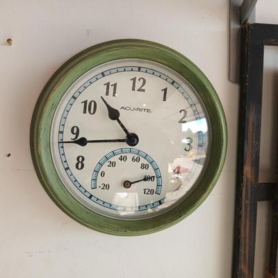 Decorative Wall Art Panel & AcuRite Wall Clock with Thermometer