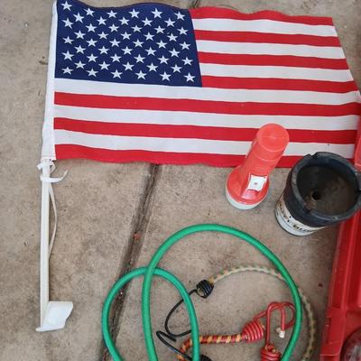 Automotive Utility & Accessory Lot - road side emergency kit - USA Window flag and more