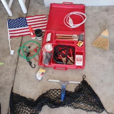 Automotive Utility & Accessory Lot - road side emergency kit - USA Window flag and more