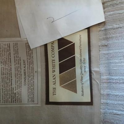 Vintage Alan White Co. Upholstered Sofa – 3 Cushion, Neutral Textured Fabric