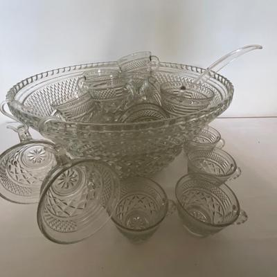 Large Punch bowl with approximately 20 cups