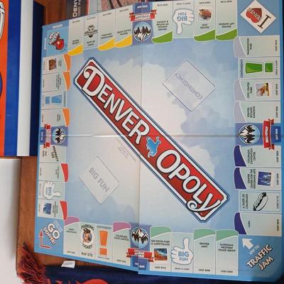 Denver Broncos Fan Lot – Games, Metal Broncos sign, Denveropoly game, puzzle & Scarf