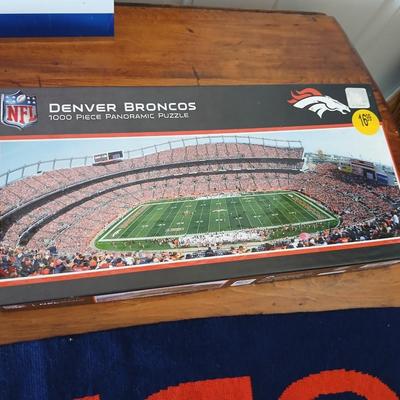 Denver Broncos Fan Lot – Games, Metal Broncos sign, Denveropoly game, puzzle & Scarf
