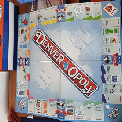 Denver Broncos Fan Lot – Games, Metal Broncos sign, Denveropoly game, puzzle & Scarf