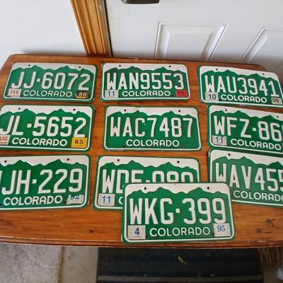 Colorado License Plate Lot – 11 Vintage Green Mountain Plates