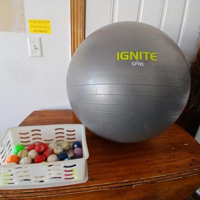 SPRI Ignite Stability Ball + Basket of Golf Balls & Colorado Rockies Rally Towel baseball sign
