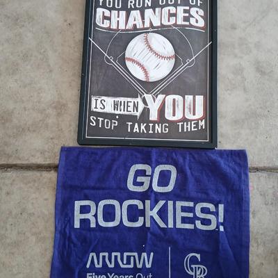 SPRI Ignite Stability Ball + Basket of Golf Balls & Colorado Rockies Rally Towel baseball sign