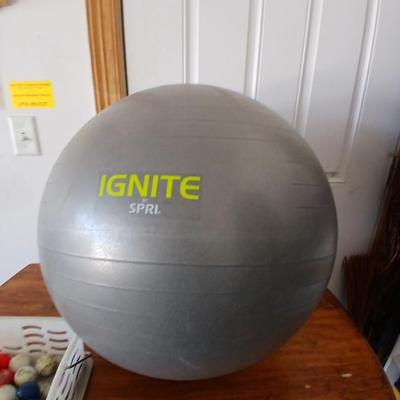 SPRI Ignite Stability Ball + Basket of Golf Balls & Colorado Rockies Rally Towel baseball sign