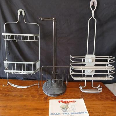 Bathroom Accessory Lot – Shower Caddies & Toilet Paper Stand
