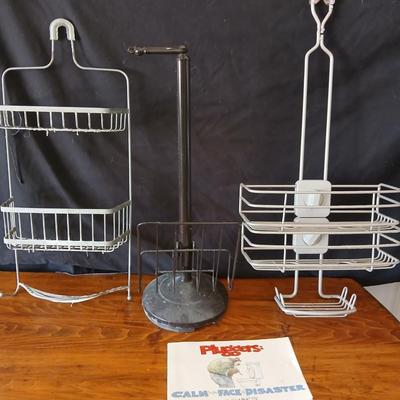 Bathroom Accessory Lot – Shower Caddies & Toilet Paper Stand