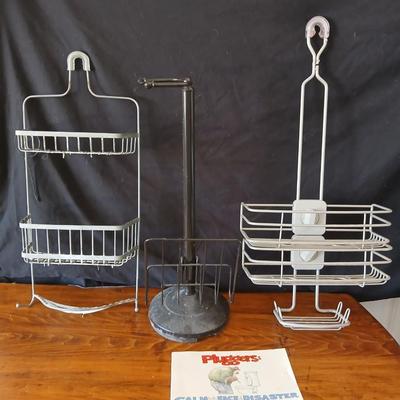 Bathroom Accessory Lot – Shower Caddies & Toilet Paper Stand