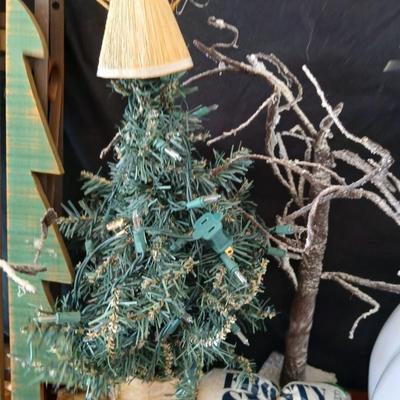 Rustic Snowman made from plastic pumpkins & Woodland Christmas Décor Lot