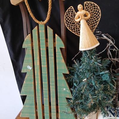 Rustic Snowman made from plastic pumpkins & Woodland Christmas Décor Lot