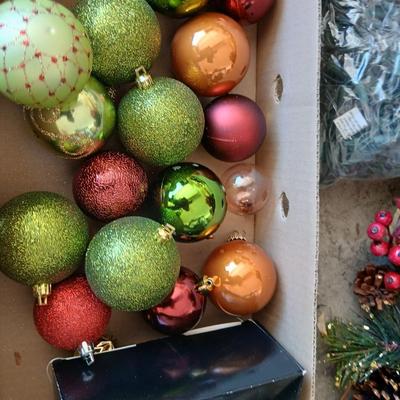 Holiday Faux Florals, Pine Boughs & Ornament Lot