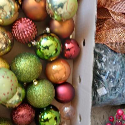 Holiday Faux Florals, Pine Boughs & Ornament Lot