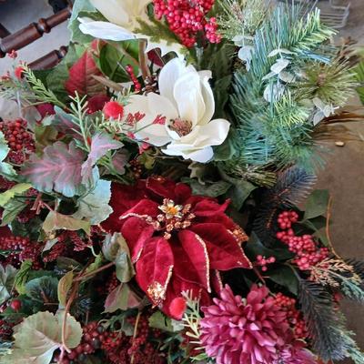 Holiday Faux Florals, Pine Boughs & Ornament Lot