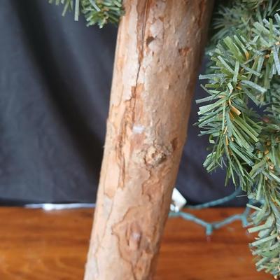 Pair of Artificial Alpine Trees with Primitive Moose Doll