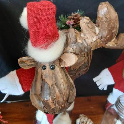 Rustic Holiday Moose Trio with Garland and Accents