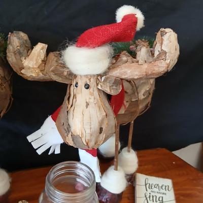 Rustic Holiday Moose Trio with Garland and Accents