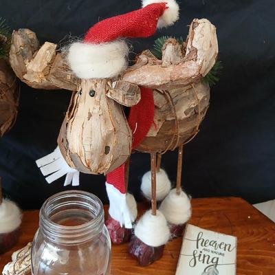 Rustic Holiday Moose Trio with Garland and Accents