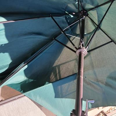Vintage Patio Chairs – Metal Frame with Green patio umbrella