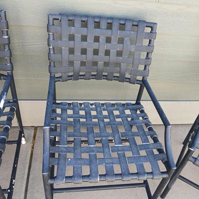 Vintage Patio Chairs – Metal Frame with Green patio umbrella