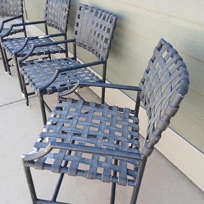 Vintage Patio Chairs – Metal Frame with Green patio umbrella