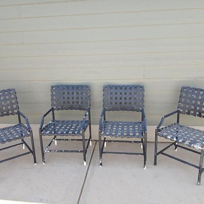 Vintage Patio Chairs – Metal Frame with Green patio umbrella